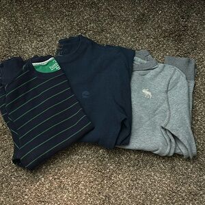 3 thermals long sleeves, one faded glory, one timberland, and one abacrombie